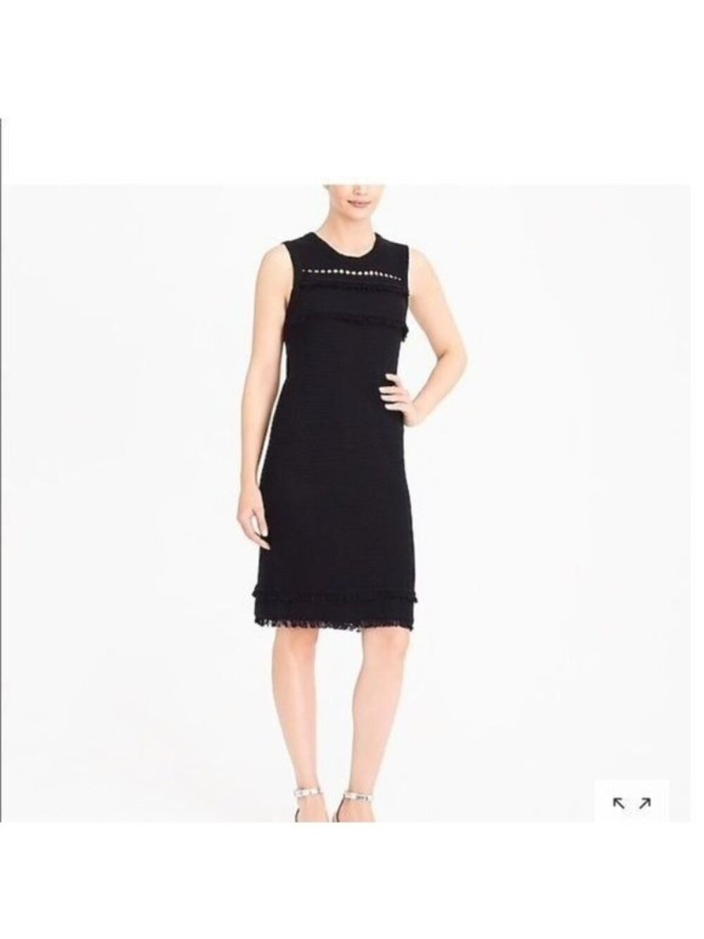 J. Crew Black Cotton Knit Fringe Sheath Sweater Dress - Women's Size XXS